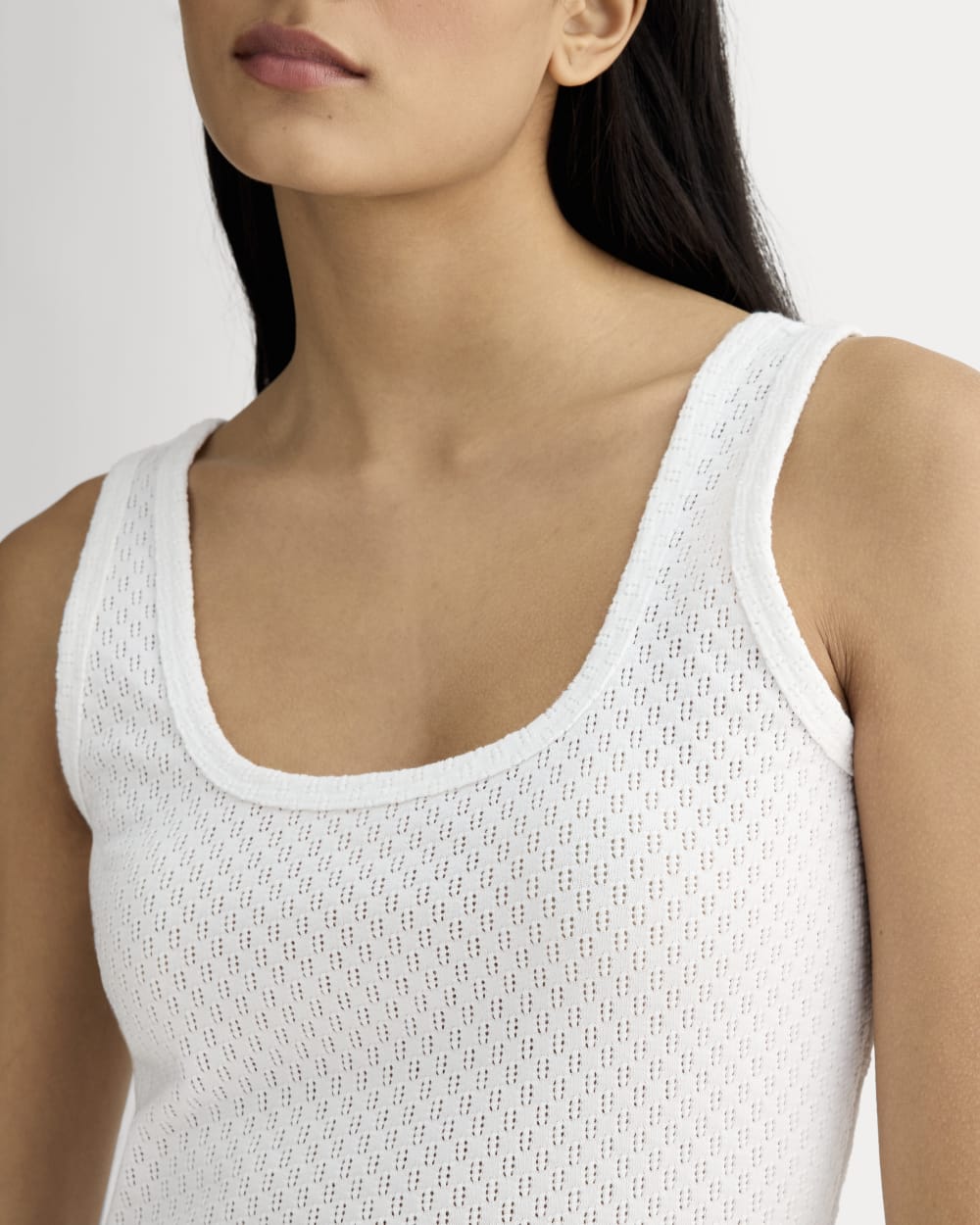 The Pointelle Cami in White — detail view