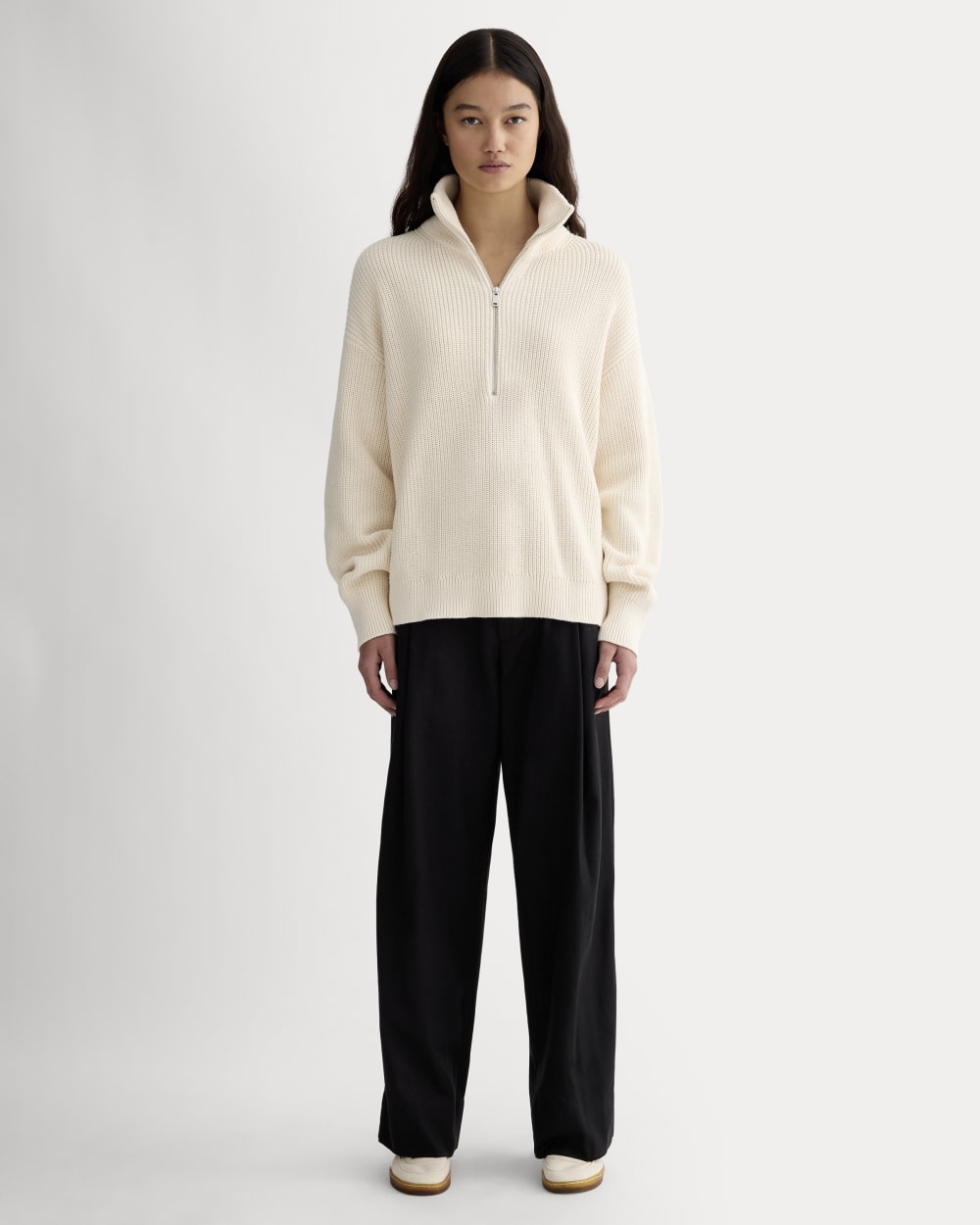The Half-Zip in Everyday Cotton in Canvas — detail view