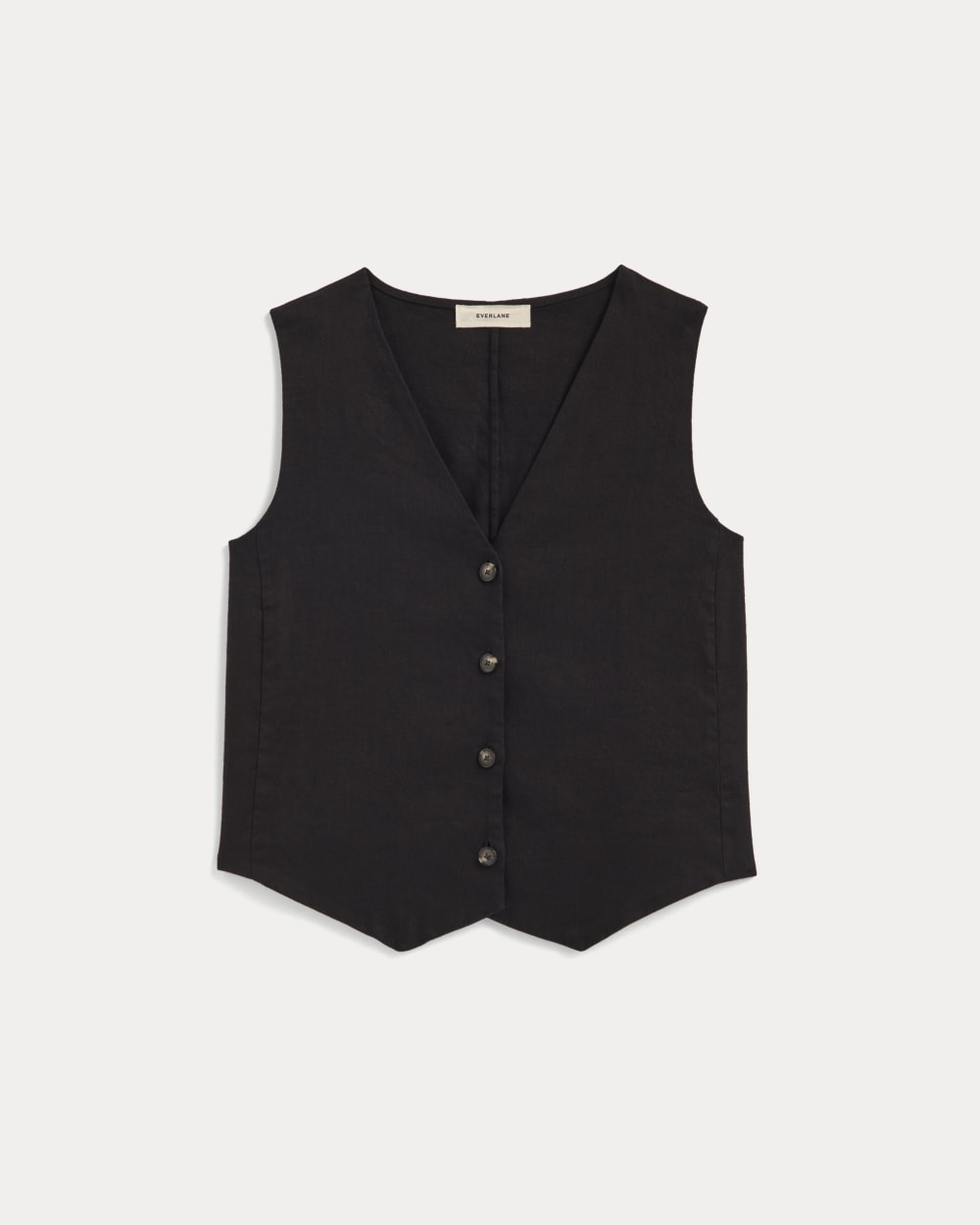 The Vest in Stretch Linen in Black — alternate view