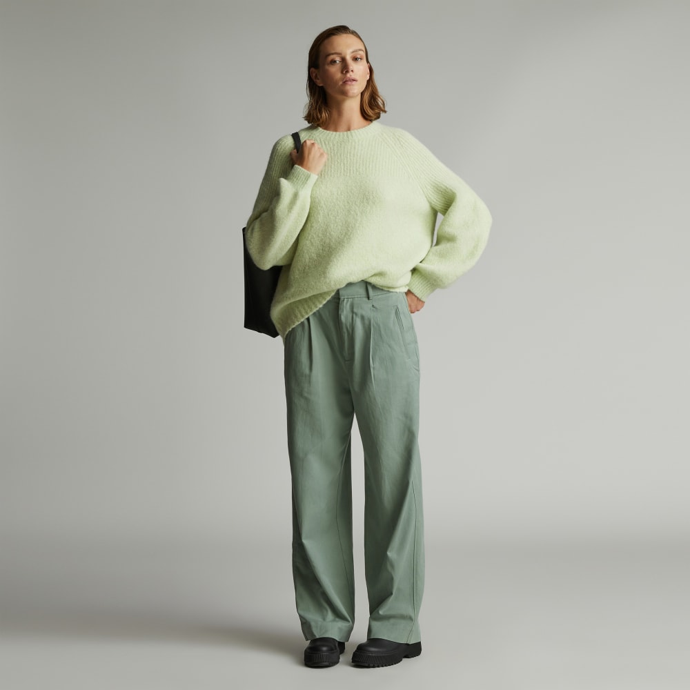 The SuperFuzz Alpaca Oversized Crew in Seafoam Green — detail view