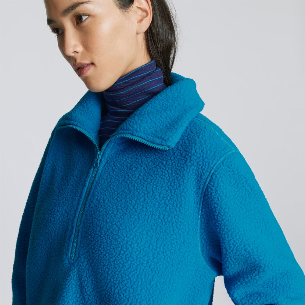 The ReNew Fleece Half-Zip in Horizon Blue — detail view