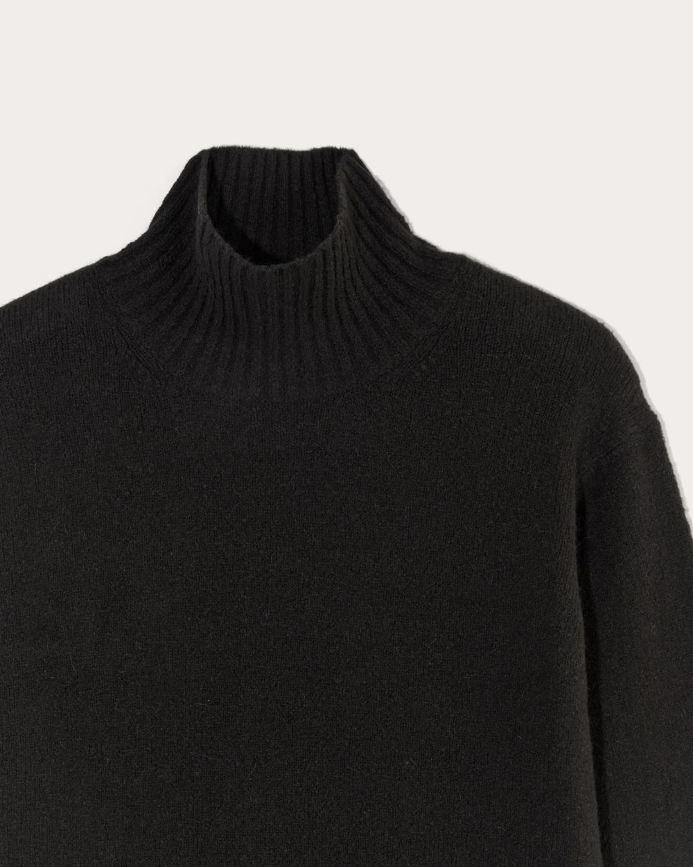 The Sweater Dress in Plush Cotton in Black — detail view