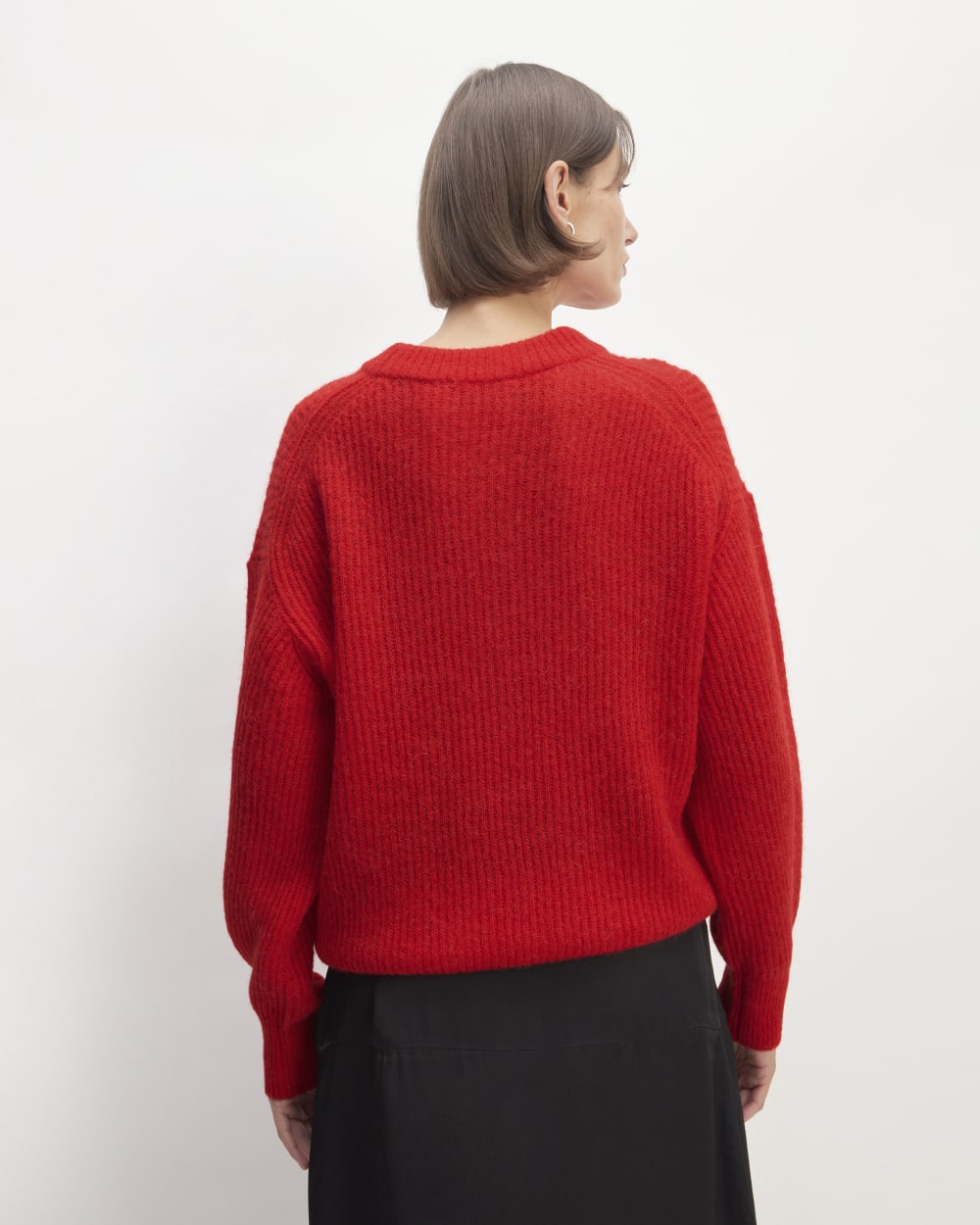 The Cocoon Crew in Alpaca in Classic Red — detail view