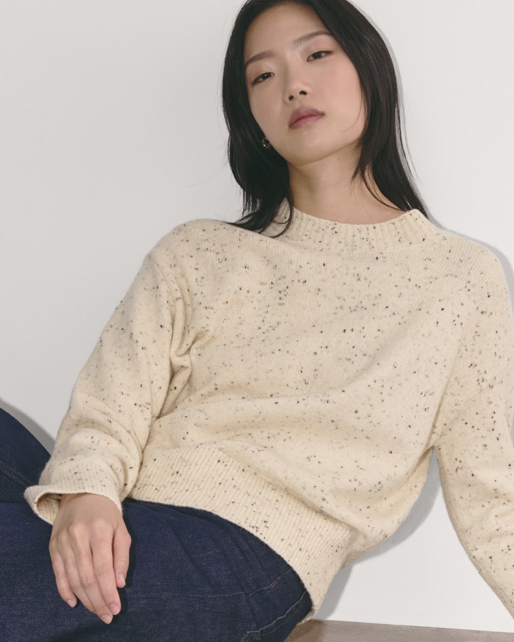 The Cocoon Crew in Plush Cotton in Cream Confetti — detail view