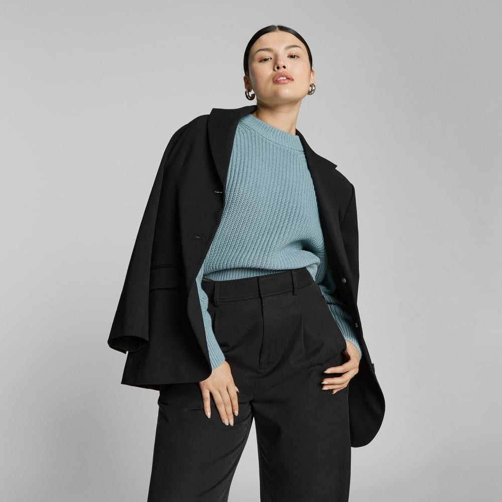 The Texture Cotton Crew in Blue Shadow — detail view