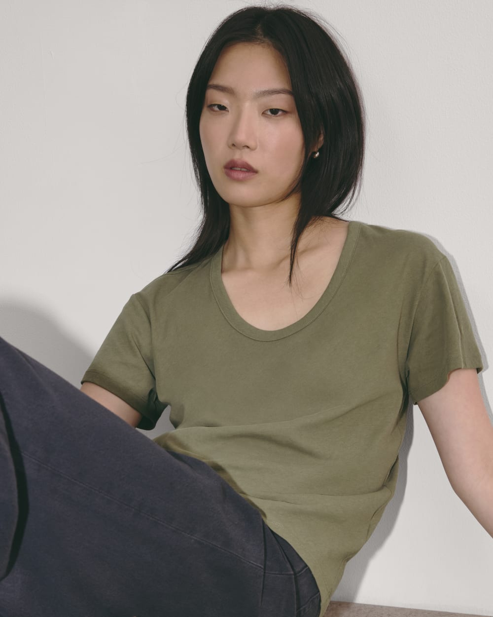 The Air Scoop-Neck Tee in Kalamata — detail view
