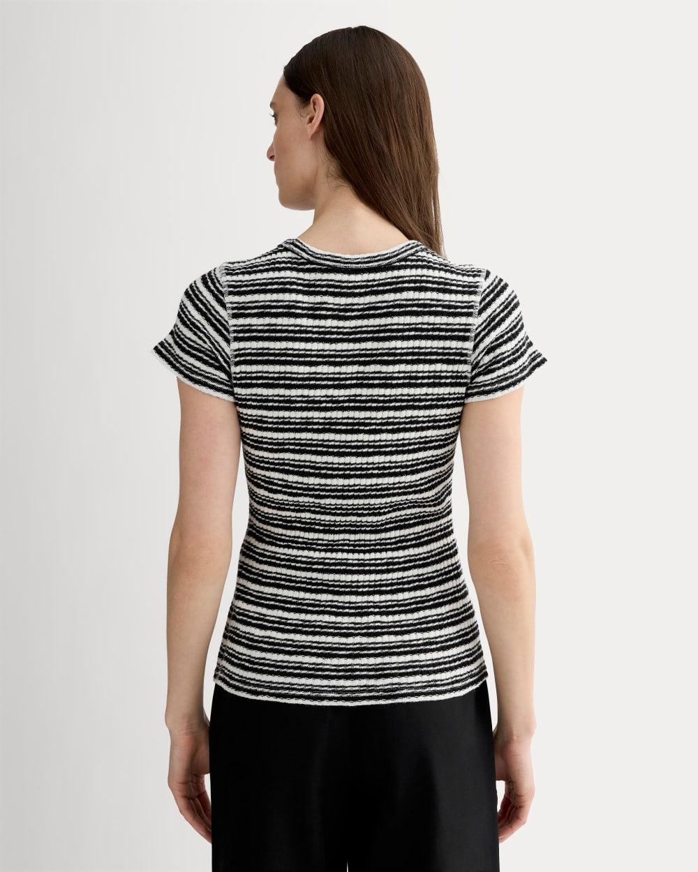 The Cozy Rib Tee in Bone / Black — detail view