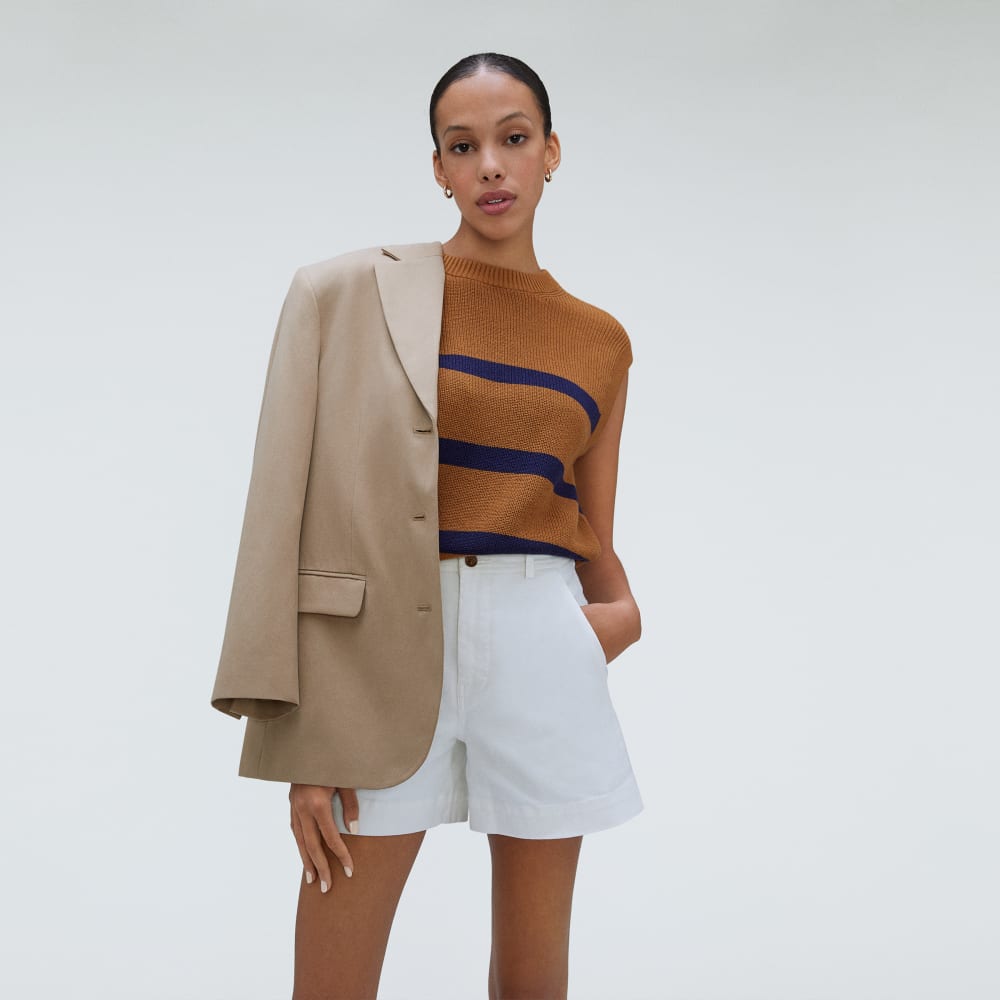 The Cotton Summer Sweater Tank in Caramel — detail view