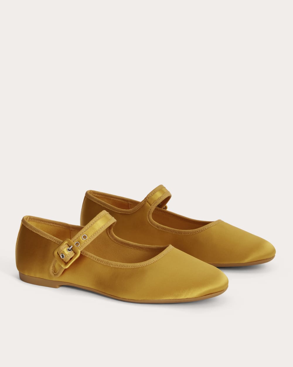 The Day Buckle Mary Jane in Golden Yellow Satin — detail view