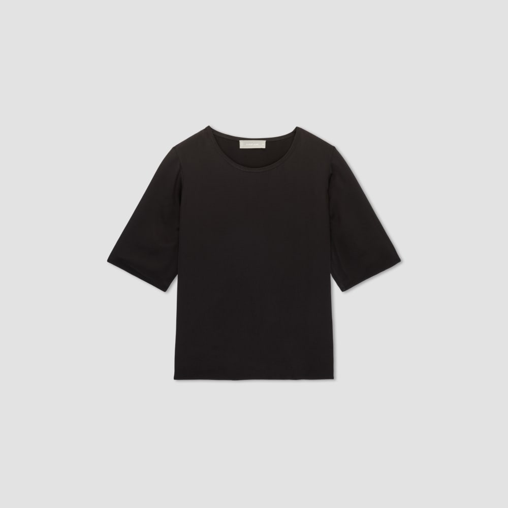 The Satin Relaxed Tee in Black — alternate view