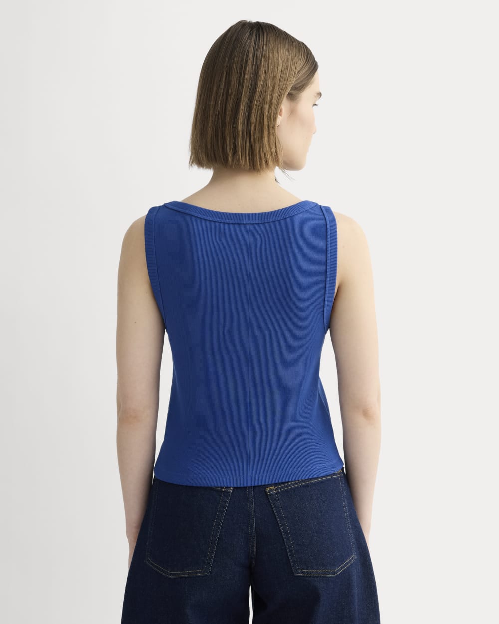 The Selfie Boatneck Tank in Bright Cobalt — detail view