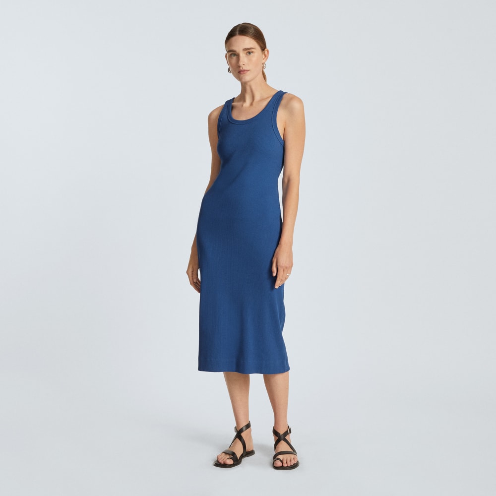 The ’90s Rib Dress in Deep Blue — alternate view