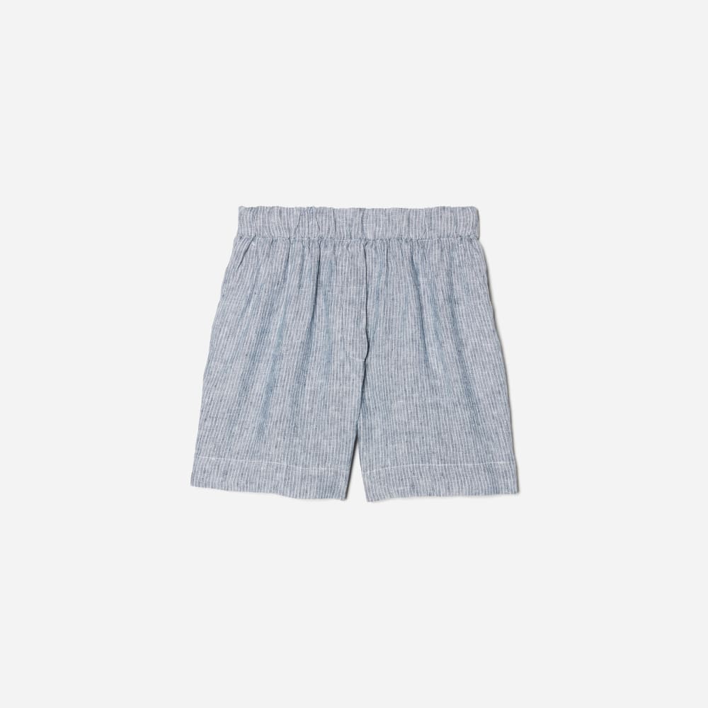 The Linen Boxer Short in Blue / White Pinstripe — front view