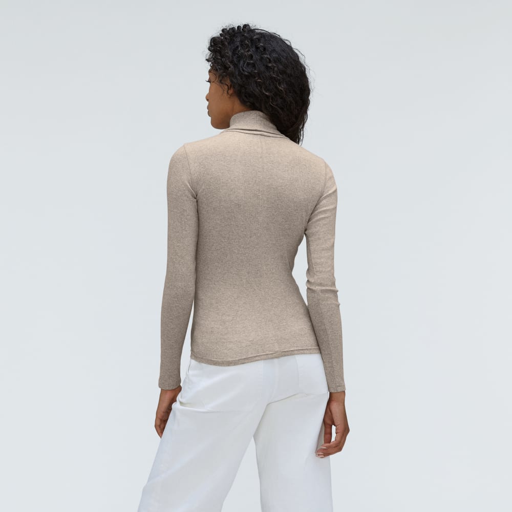 The Luxe Rib Turtleneck in Heathered Meringue — detail view