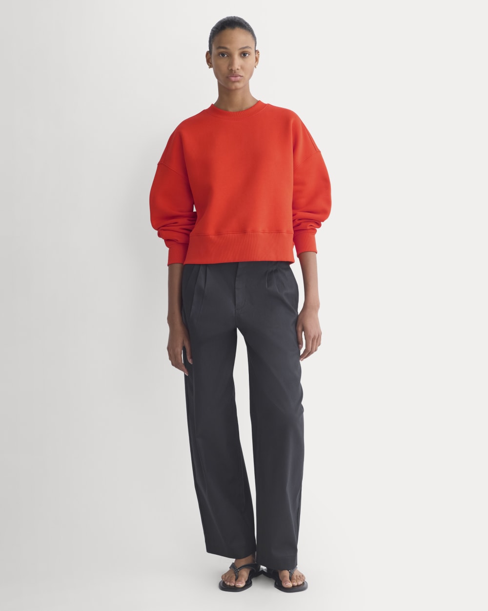Luxe Fleece Sweatshirt in Fiery Red — detail view