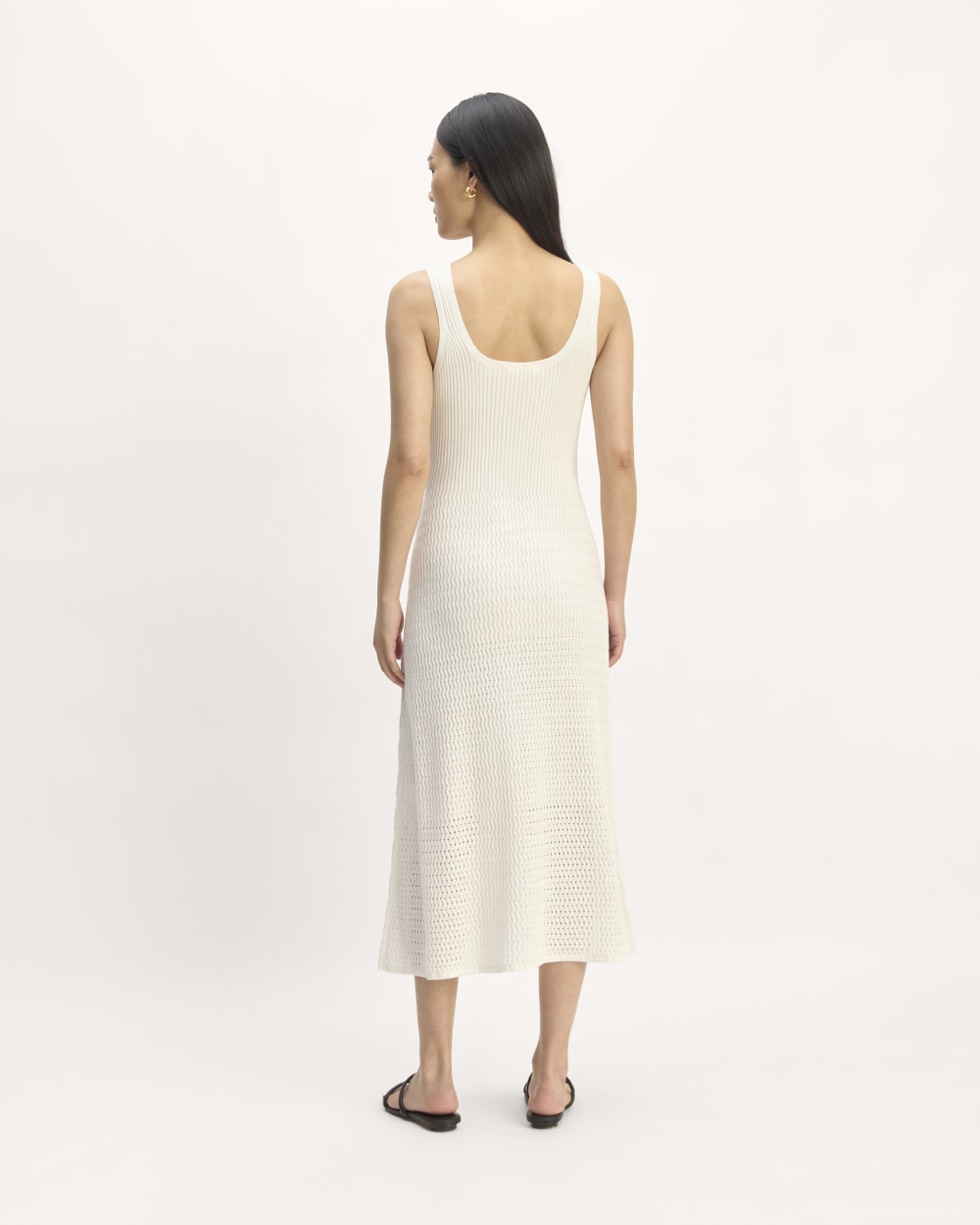 The Crochet Knit Tank Dress in Bone — detail view