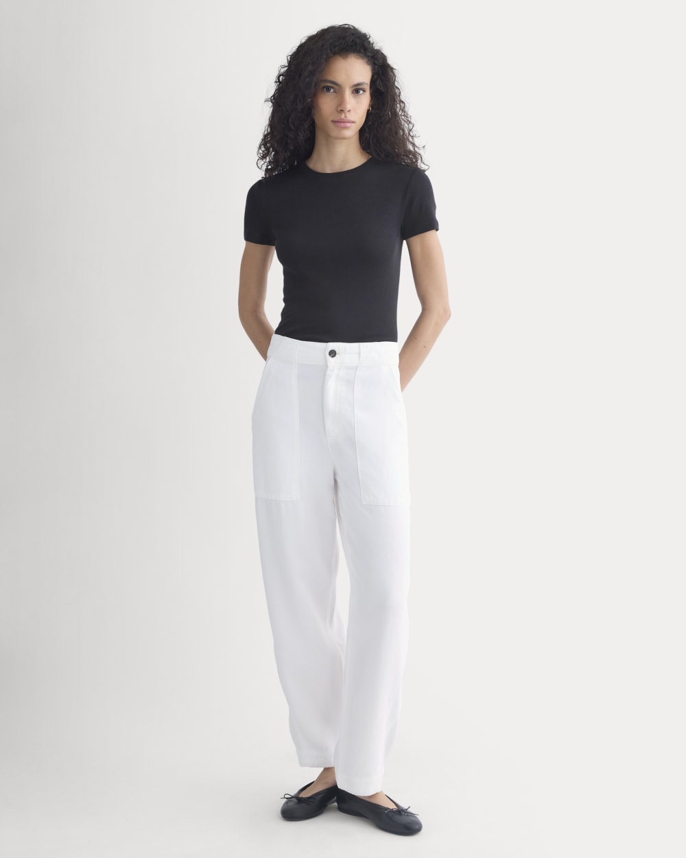 Tissue Short-Sleeve Crew in Black — detail view