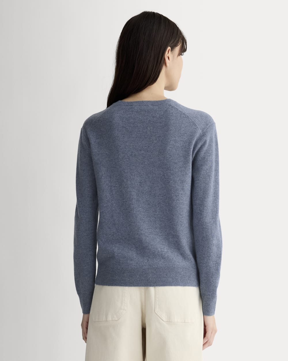 The Classic Crew in Cashmere in Denim Blue — detail view