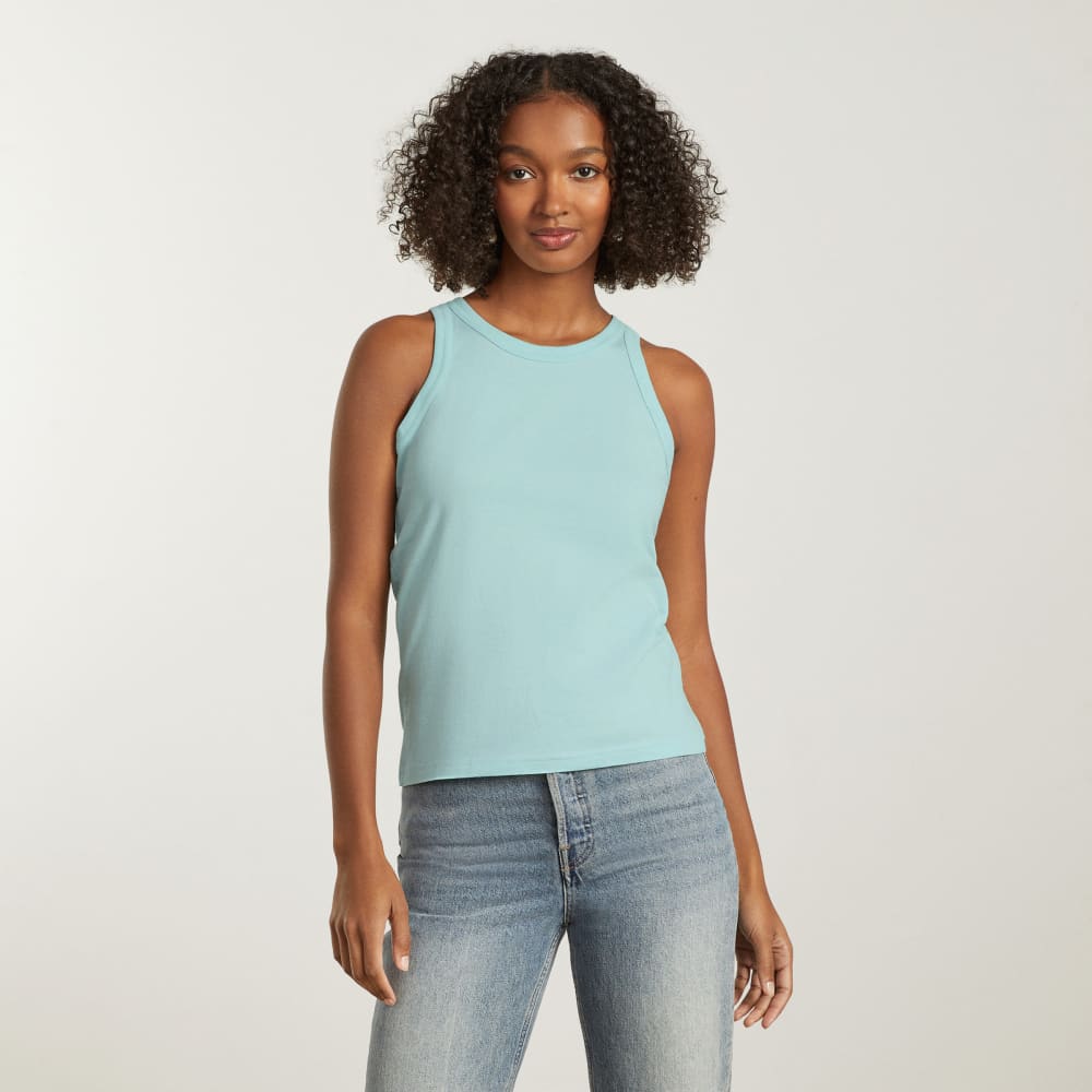 The Tank in Essential Cotton in Ice Blue — alternate view