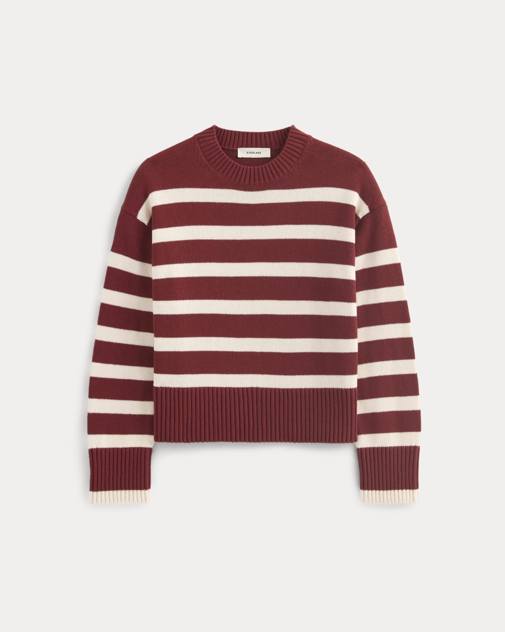 The Boxy Sweater in Everyday Cotton in Merlot / Canvas — alternate view
