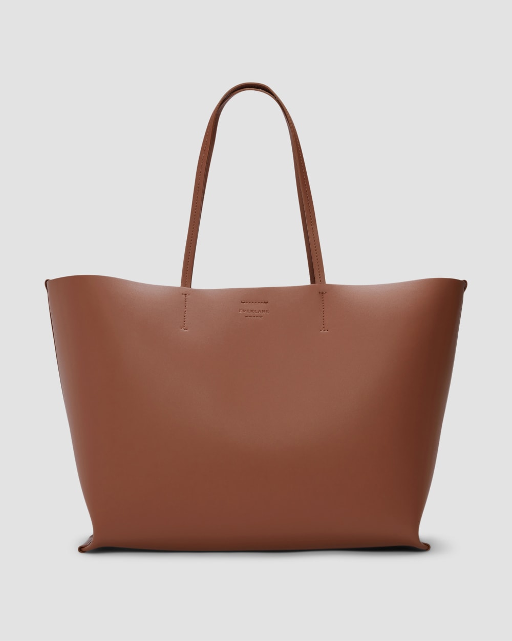 The Luxe Italian Leather Tote in Cognac — front view