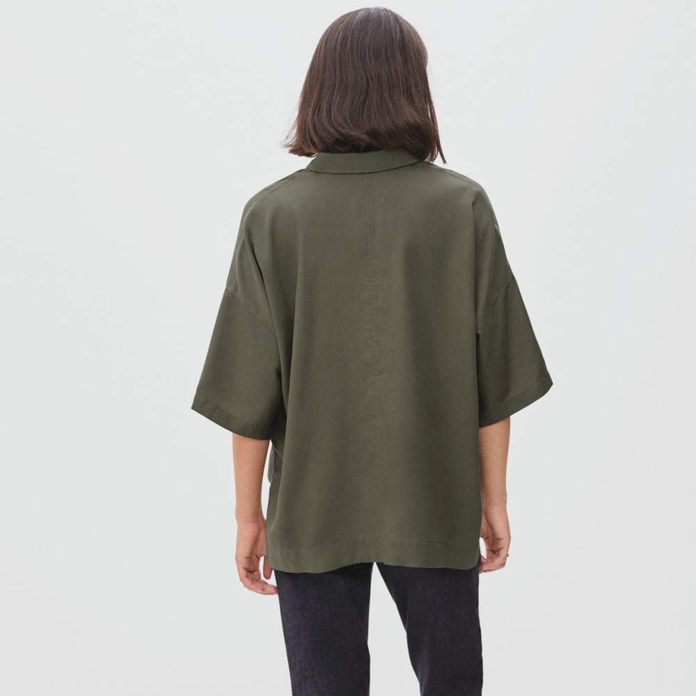 The Drapey Square Shirt in Kalamata — detail view