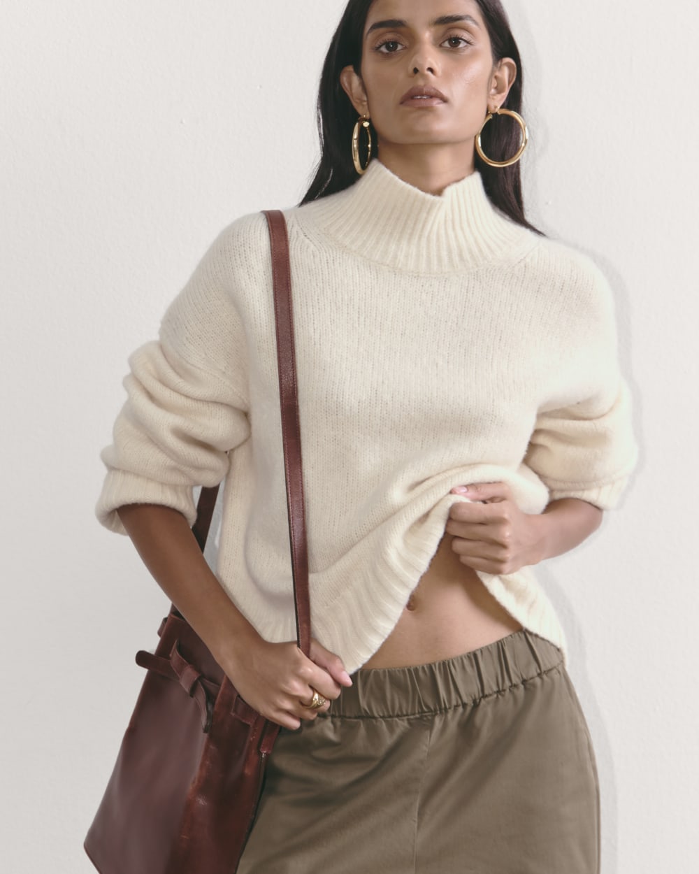 The Cloud Oversized Turtleneck in Bone — detail view