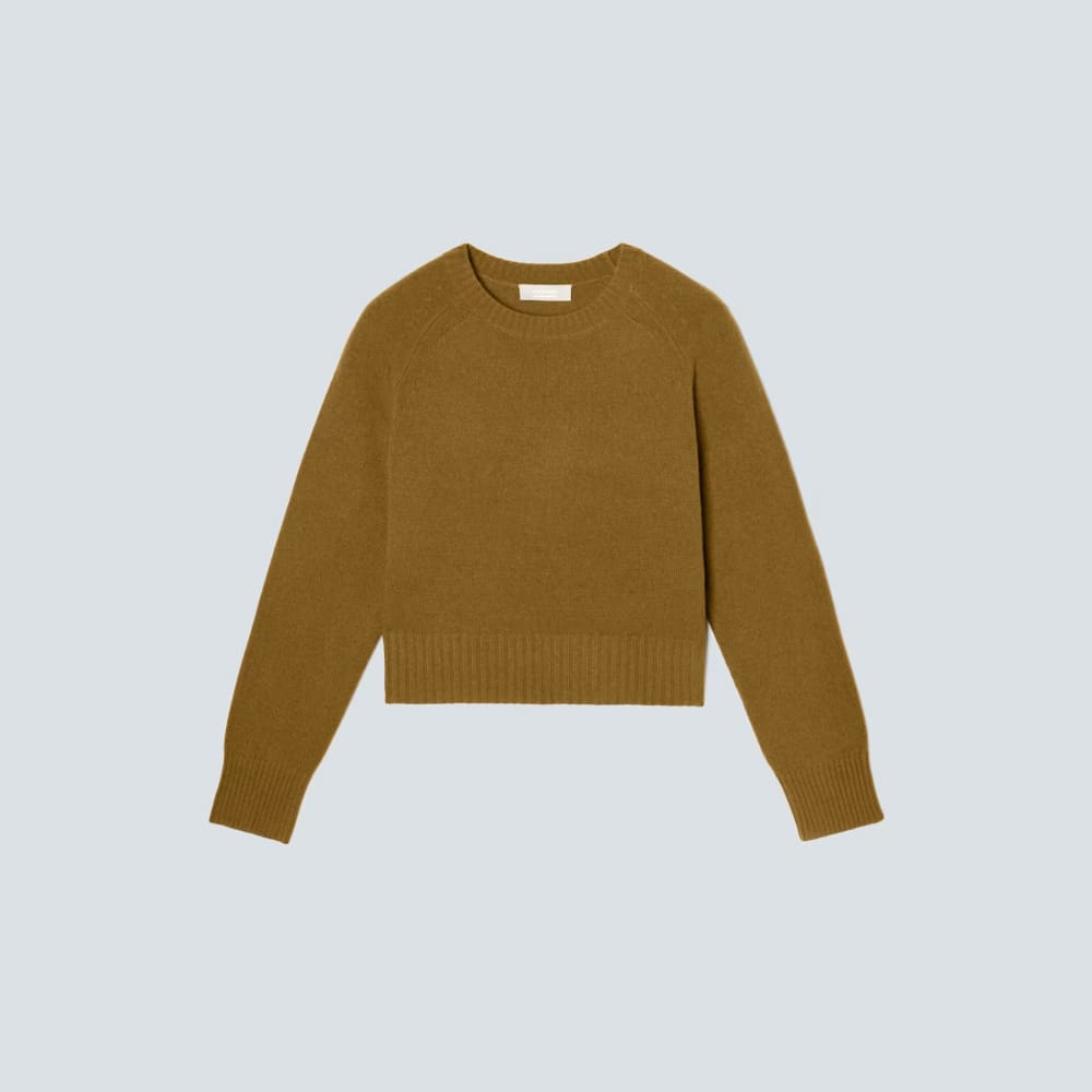The Cashmere Boxy Crew in Tapenade — detail view