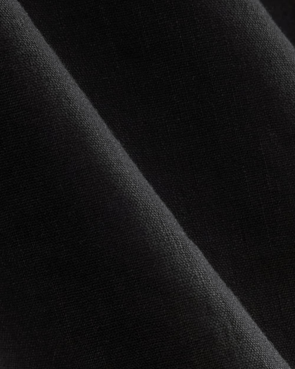 The Shift Dress in Stretch Linen in Black — detail view