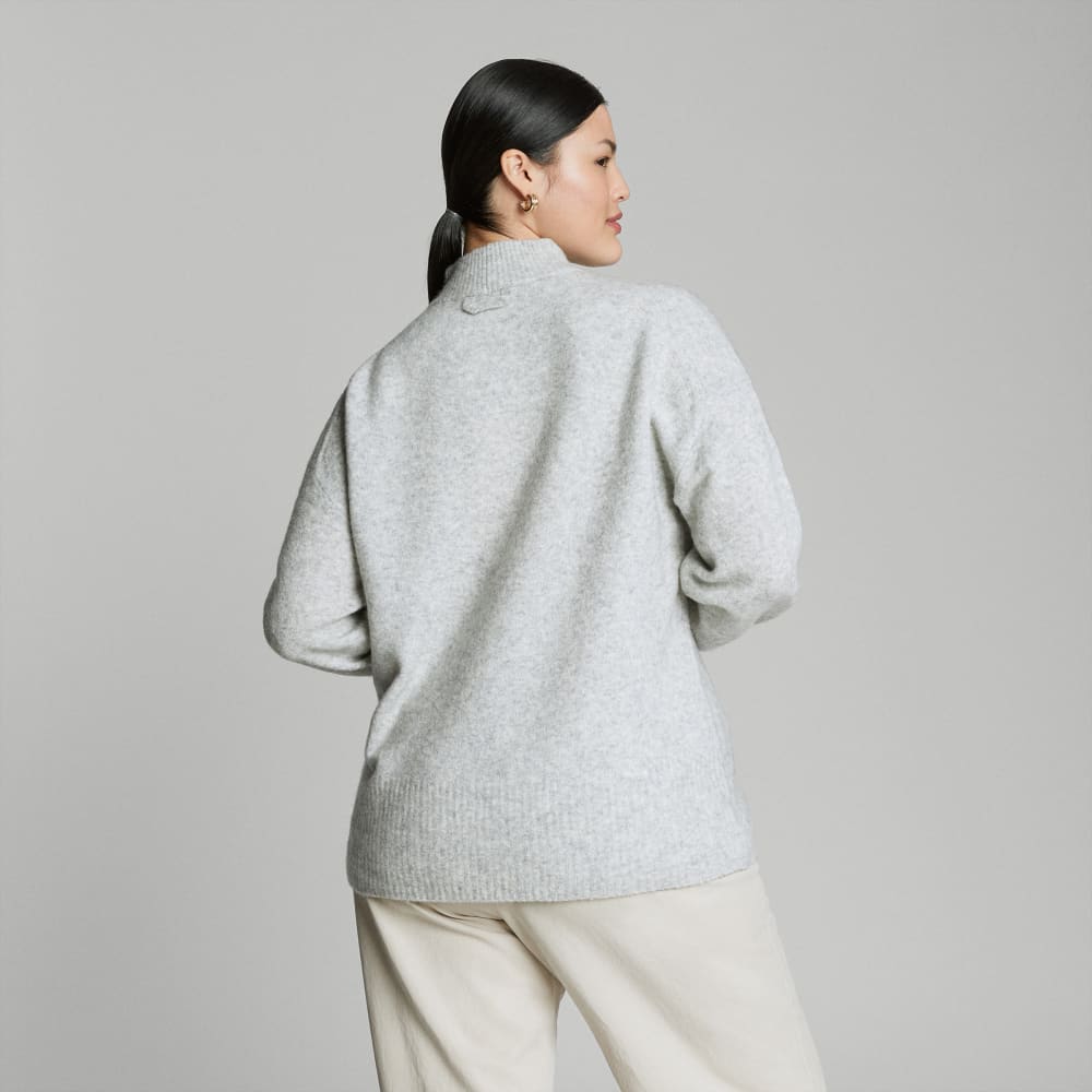 The Cozy-Stretch Pullover in Heathered Grey — detail view