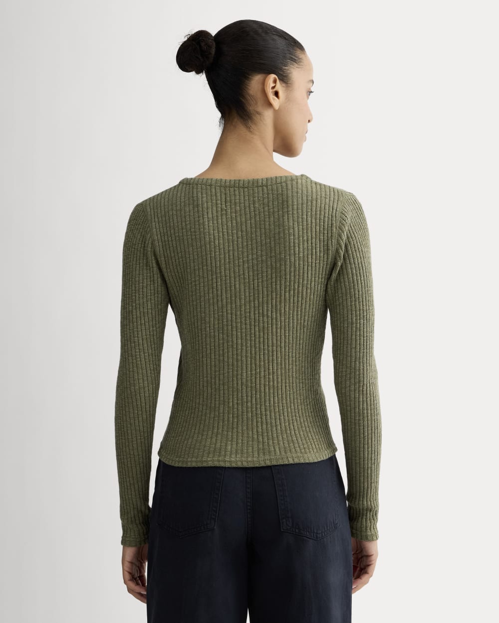 The Cozy Rib Cardigan in Kalamata — detail view