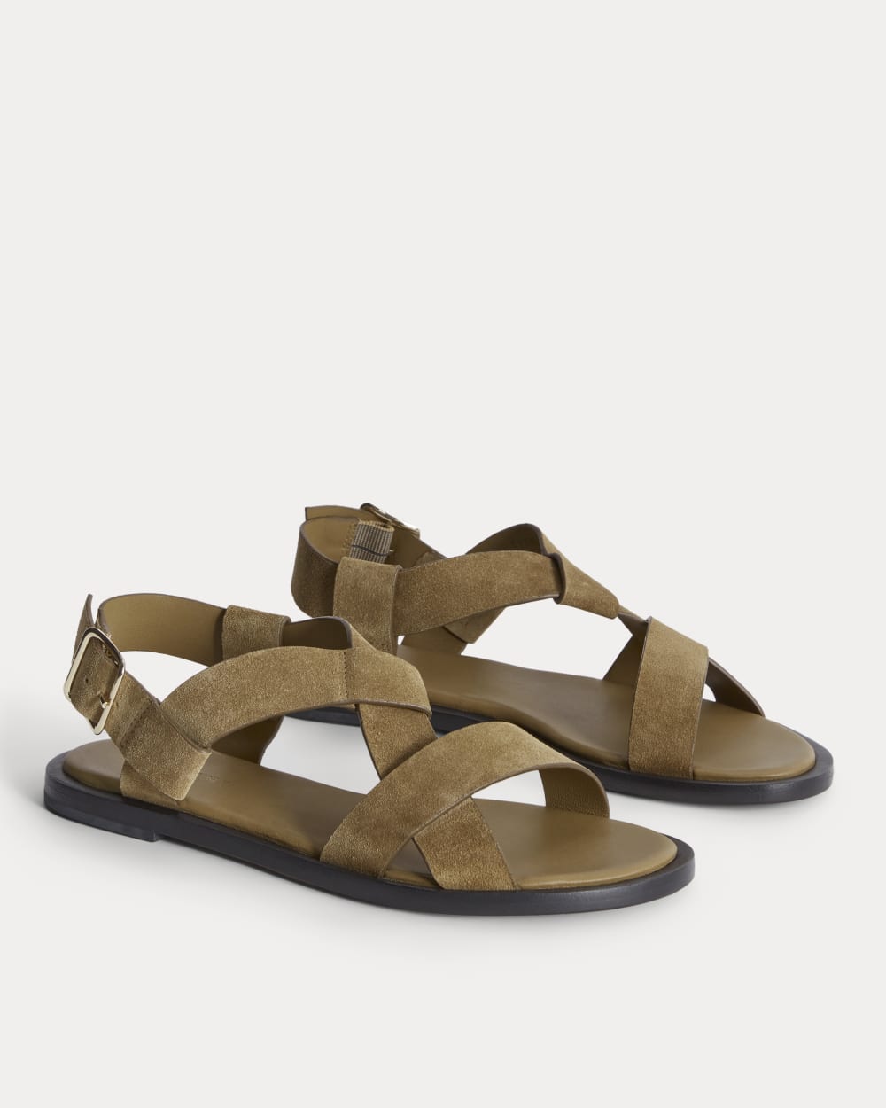 The City Strap Sandal in Sand Suede — detail view