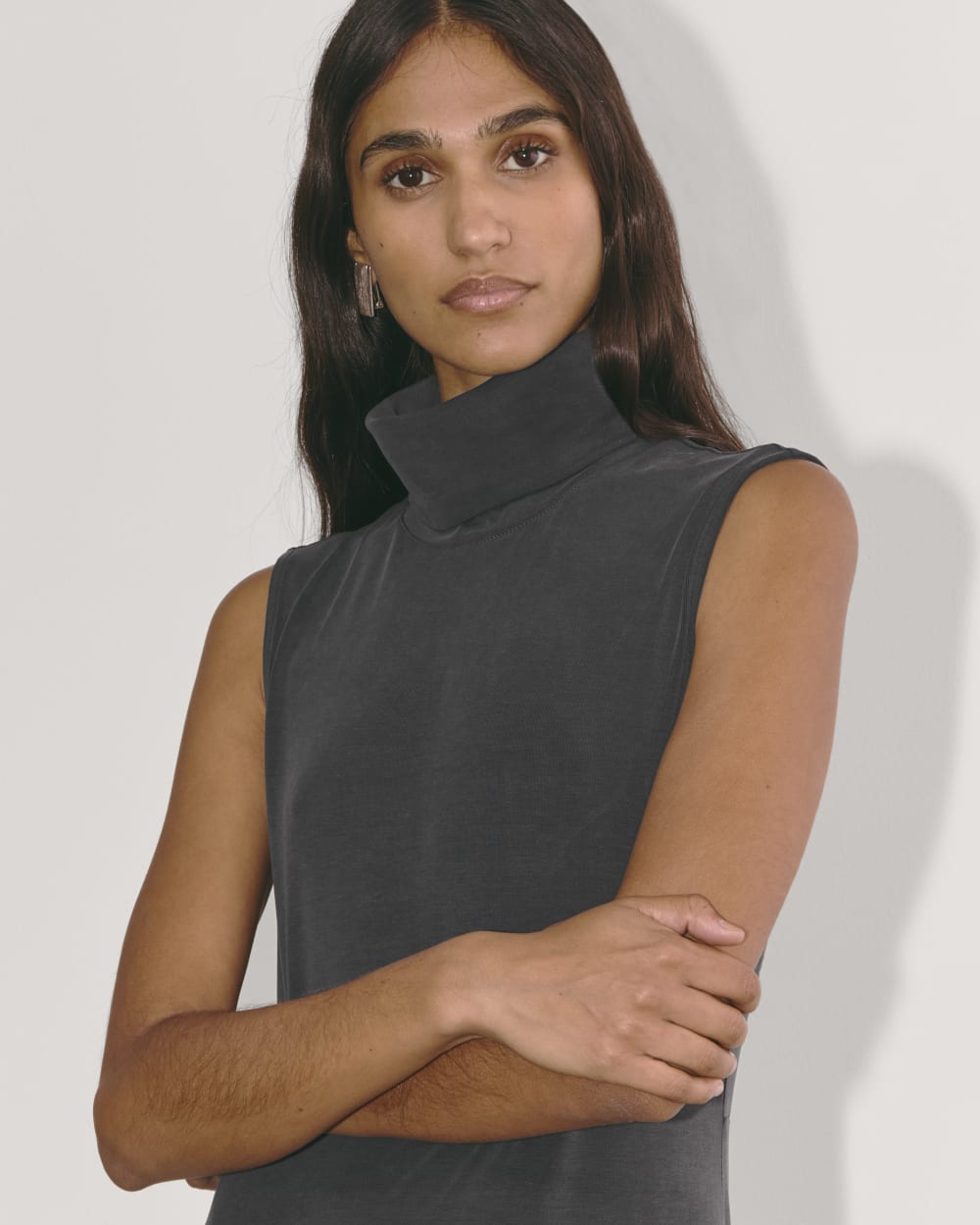 The Madison Dress in Butterknit in Black — detail view