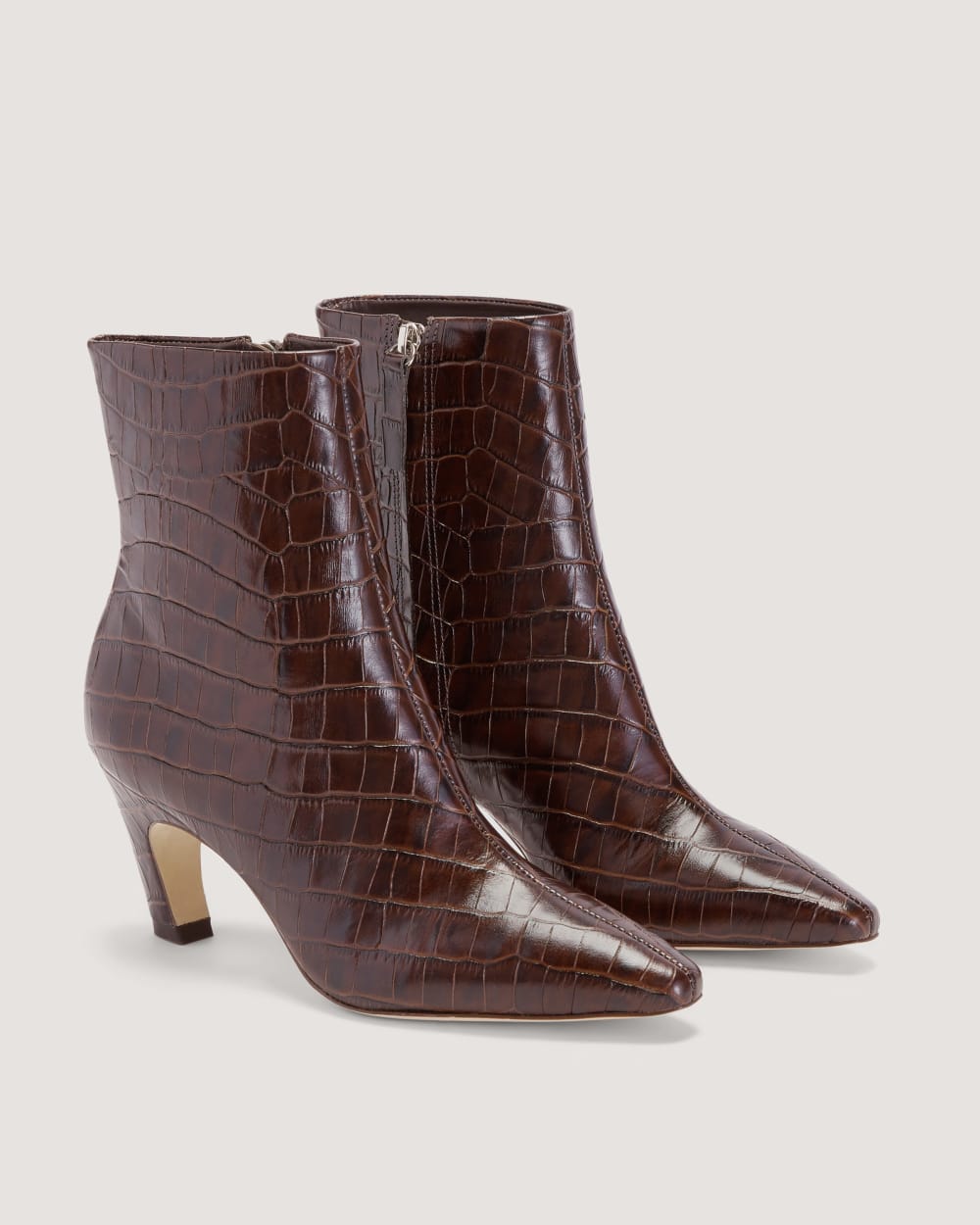 The Short Banana Boot in Brown Crocodile — detail view