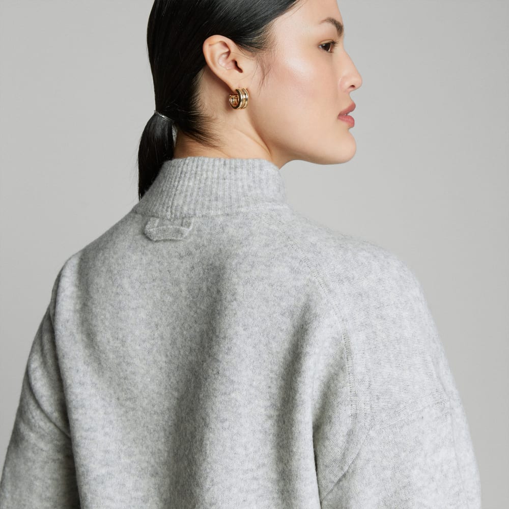 The Cozy-Stretch Pullover in Heathered Grey — detail view