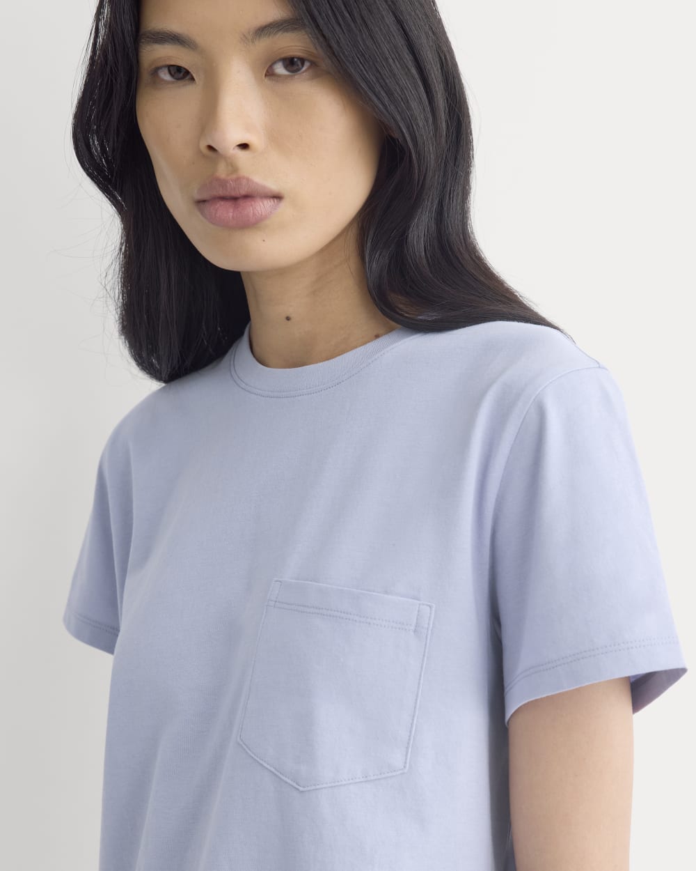 The Box-Cut Tee in Essential Cotton in Aleutian — detail view