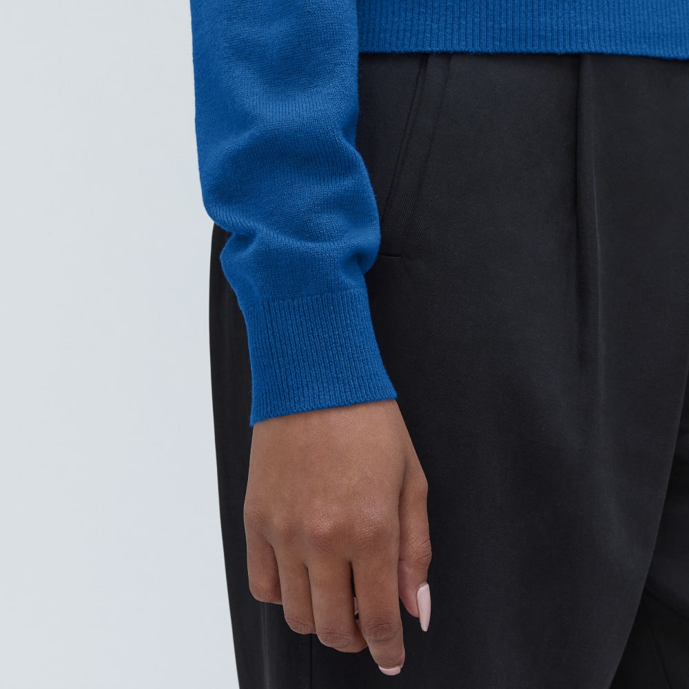 The Luxe Merino Turtleneck in Lapis Blue — detail view