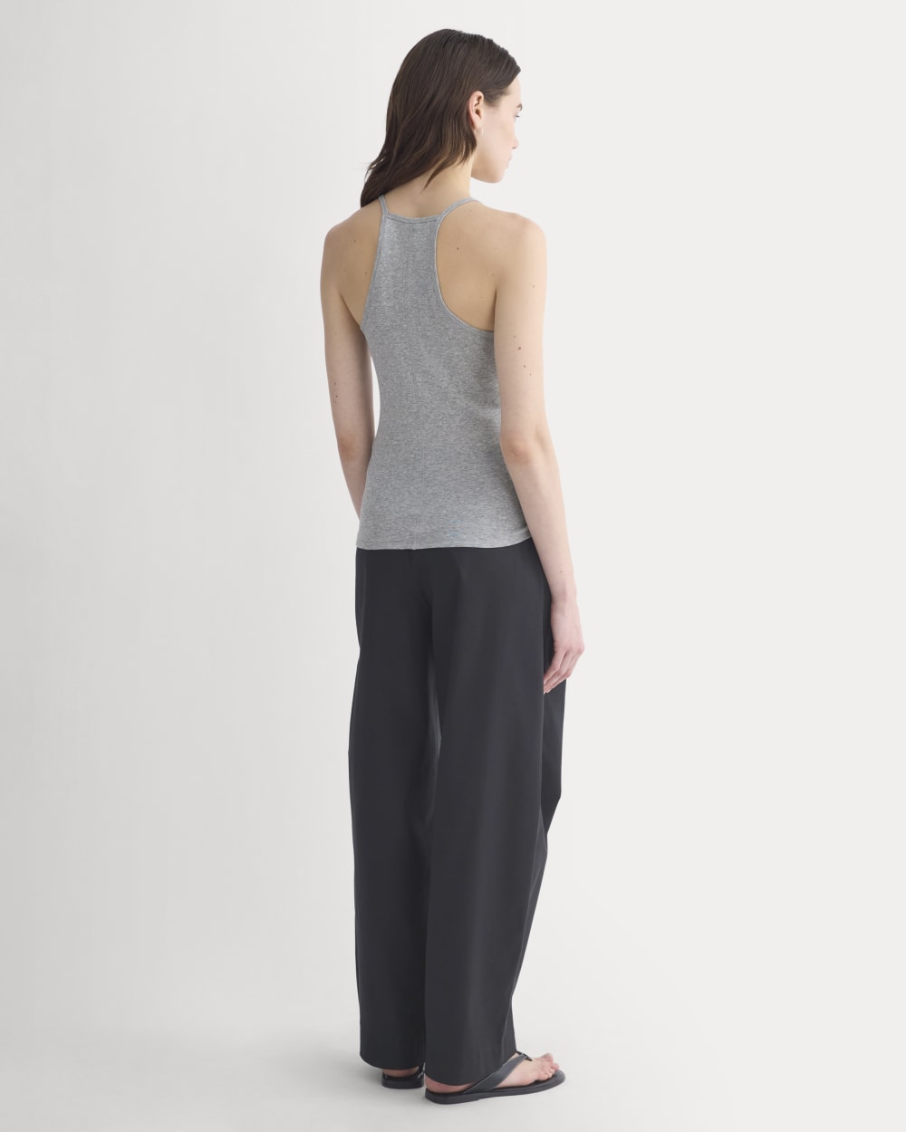 Tissue Narrow Racerback Tank in Heathered Grey — detail view