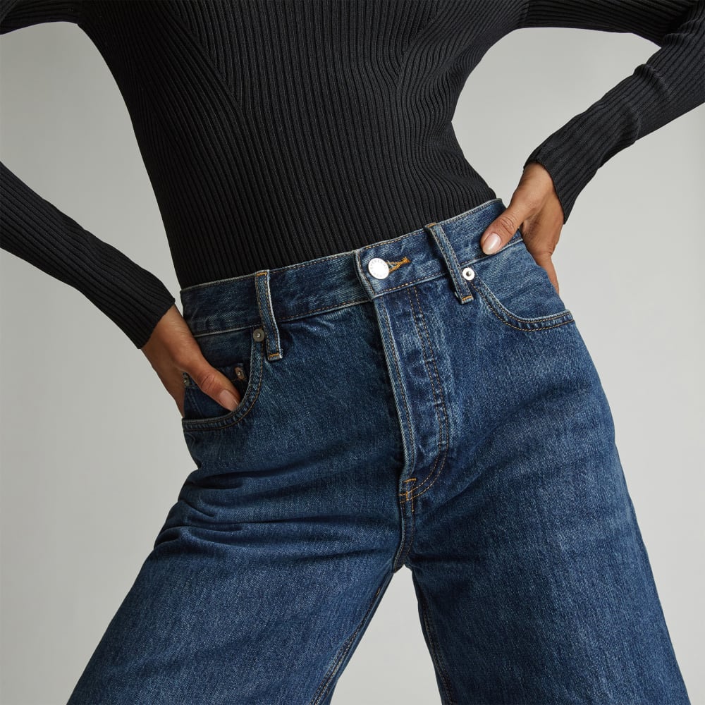 The Way-Wide Crop Jean in Iznik Ink — detail view