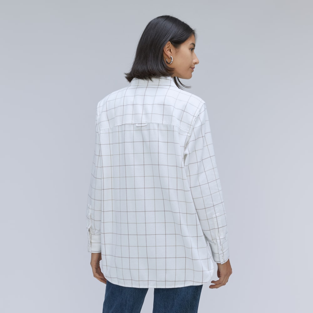 The Classic Cotton Flannel Shirt in Canvas Tan Plaid — detail view