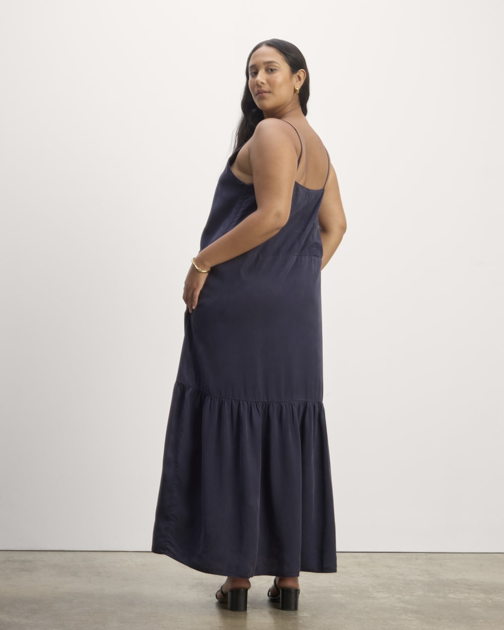 The Long Weekend Dress in Butterlite in Navy — detail view