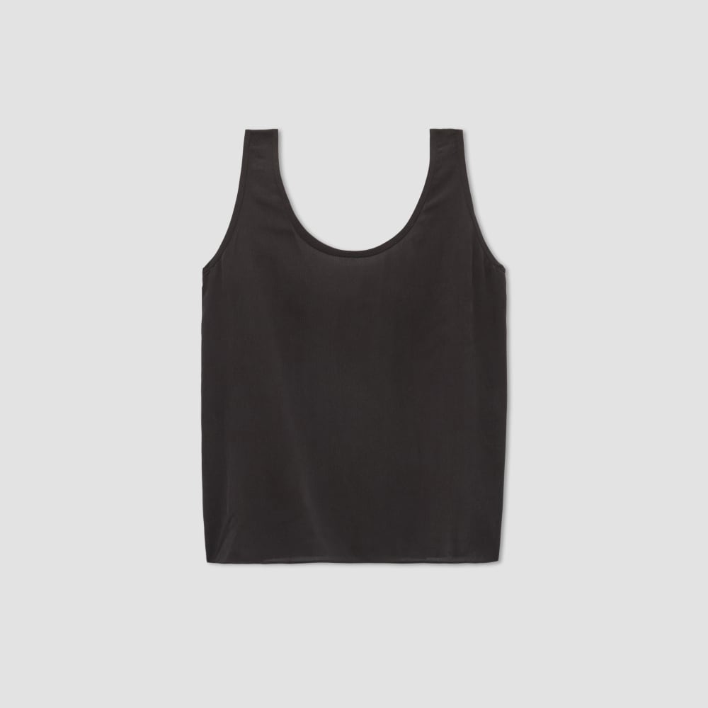 The Scoop Tank in Washable Silk in Black — alternate view