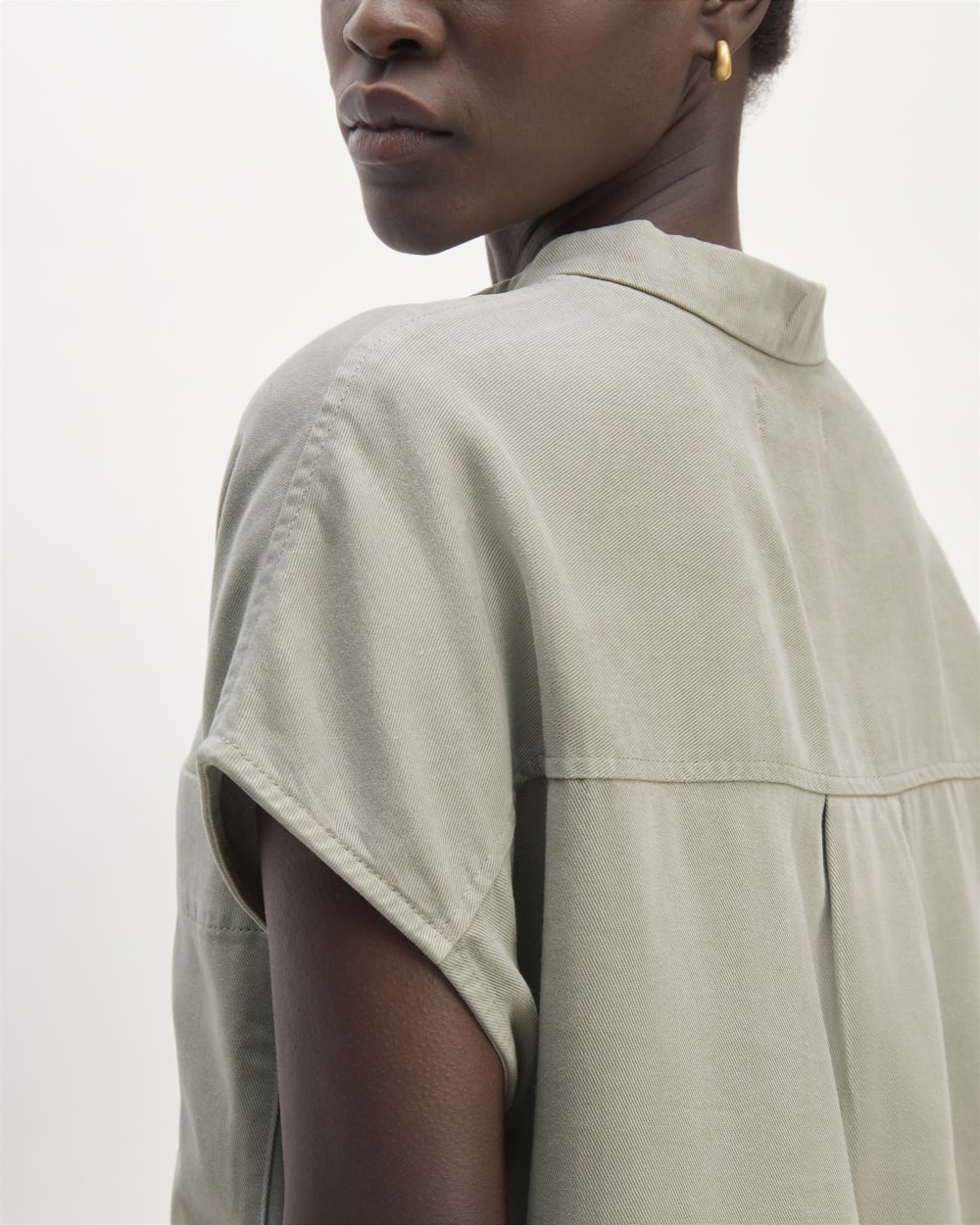 The TENCEL™ Easy Workwear Dress in Sage Green — detail view