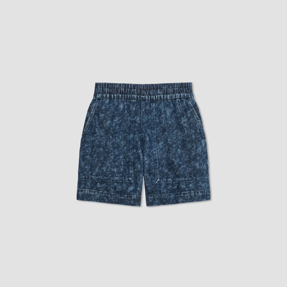 The Denim Utility Short in Dark Painterly Strokes — alternate view