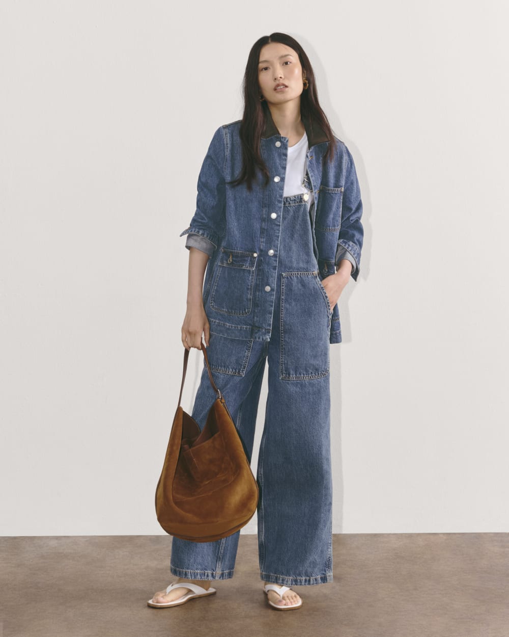 The Gardener Overall in Medium Indigo — front view