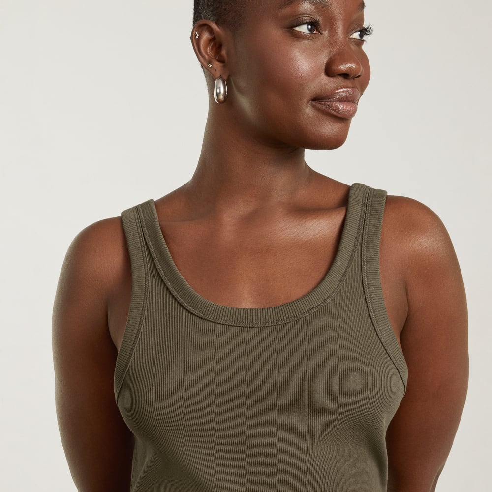 The ’90s Rib Dress in Beech — detail view