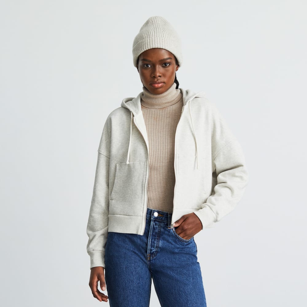 The Track Organic Cotton Hoodie in Light Heather Grey — alternate view