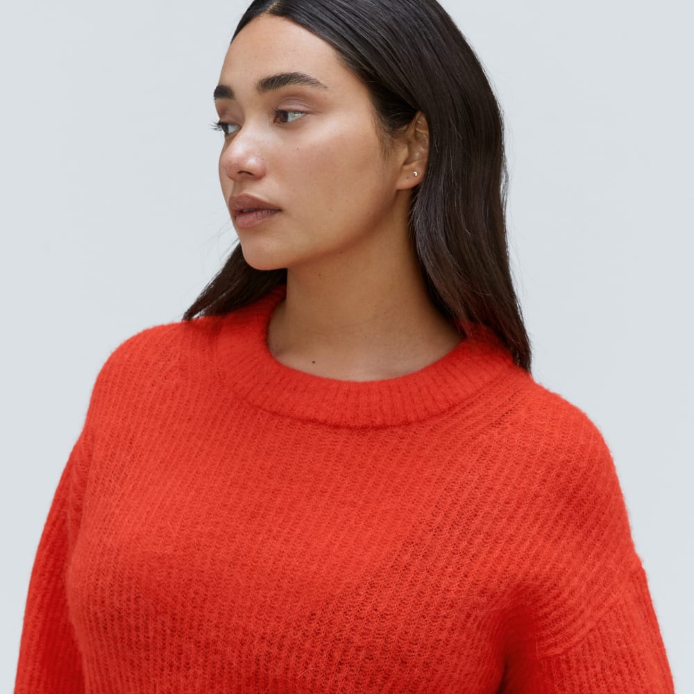 The Cocoon Crew in Alpaca in Red Orange — detail view