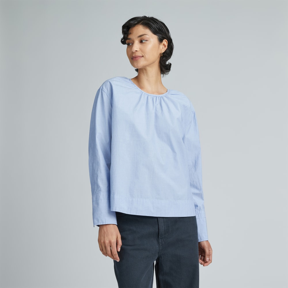 The Poplin Breeze Shirt in Light Blue — front view