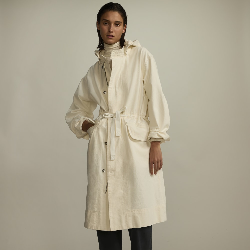 The Canvas Organic Cotton Parka in Bone — front view